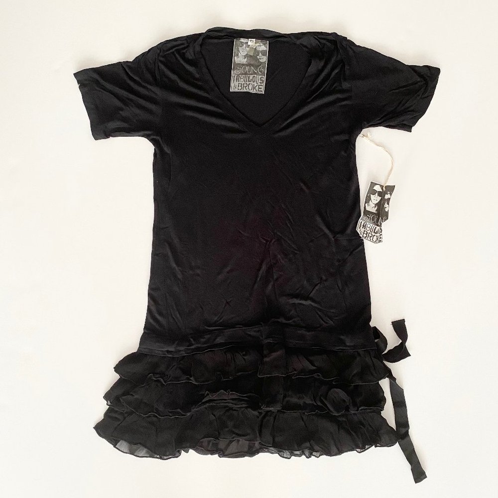 Black Tee Shirt Ruffle Dress